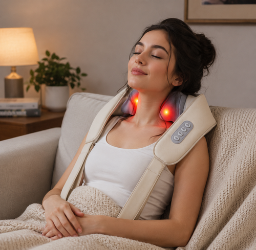 Masajeador de Cuello y Hombros con Calor 4D Masaje Profundo Antiestrés